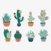 8 Grands Stickers Cactus Vert / Multicolore - Vertbaudet