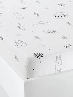 Drap Housse Bébé FORET MAGIQUE Blanc / Noir - Vertbaudet