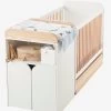 Lit Combiné évolutif Avec Rangements Et Table à Langer LIGNE ECLIPSE Blanc / Bois - Vertbaudet