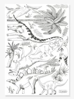 Planche De Stickers LILIPINSO - Dinosaures Et Végétaux Gris - Lilipinso